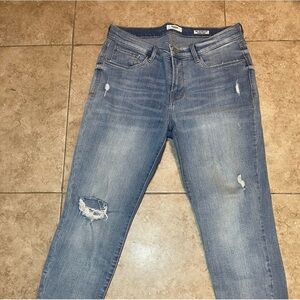 Kensie The Effortless Skinny Crop Ankle Jeans Raw Hem Size 10/30 Light Wash